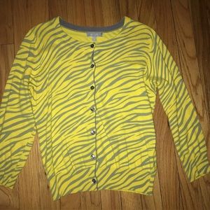 Delias Yellow Neon Zebra Animal Print Safari Jungle Button Down Sweater Cardigan
